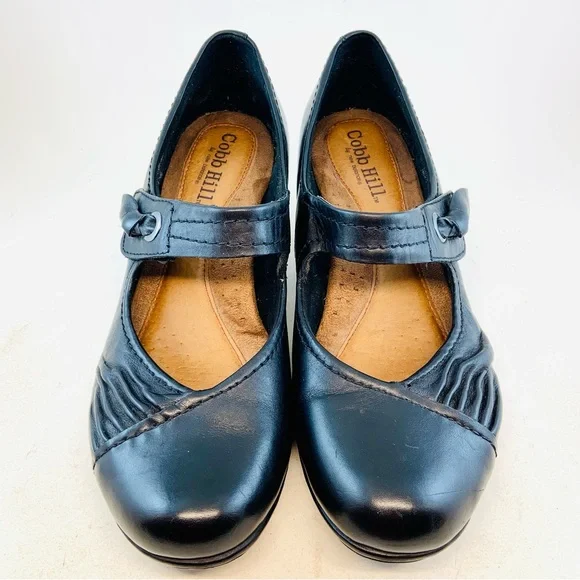 Cobb Hill New Balance Black Sadie Ruche Pleated Mary Jane Heels, size 10 M - Picture 2 of 12